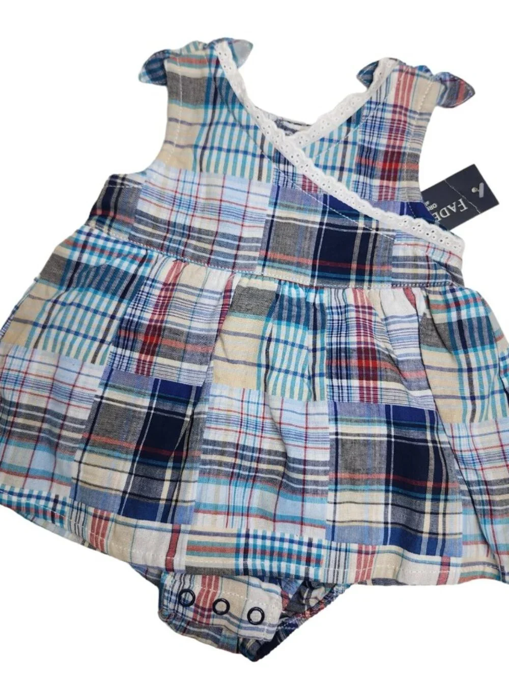 Infant Girls Sz 0-3 Months Faded Glory Blue Patchwork Bubble Shirt & Bloomer